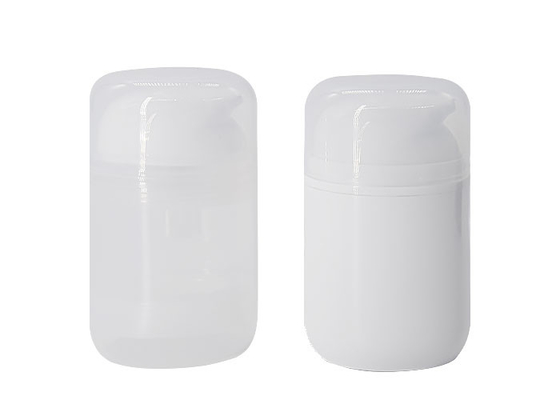 Sunscreen packaging   PP Plastic Oval Flat Airless Cosmetic Bottles 50ml With Unique Pump