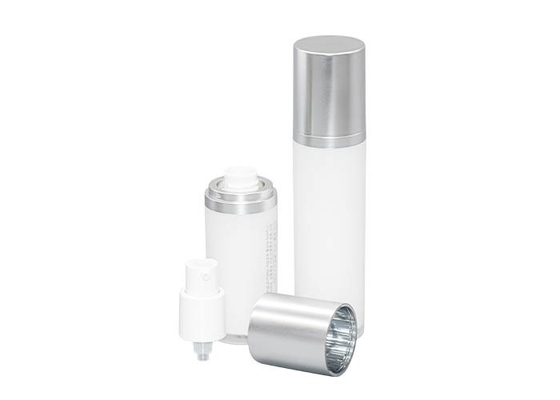 Acrylic Airless Pump Bottle 30ml 50ml Silver Essence Cosmetic Packaging